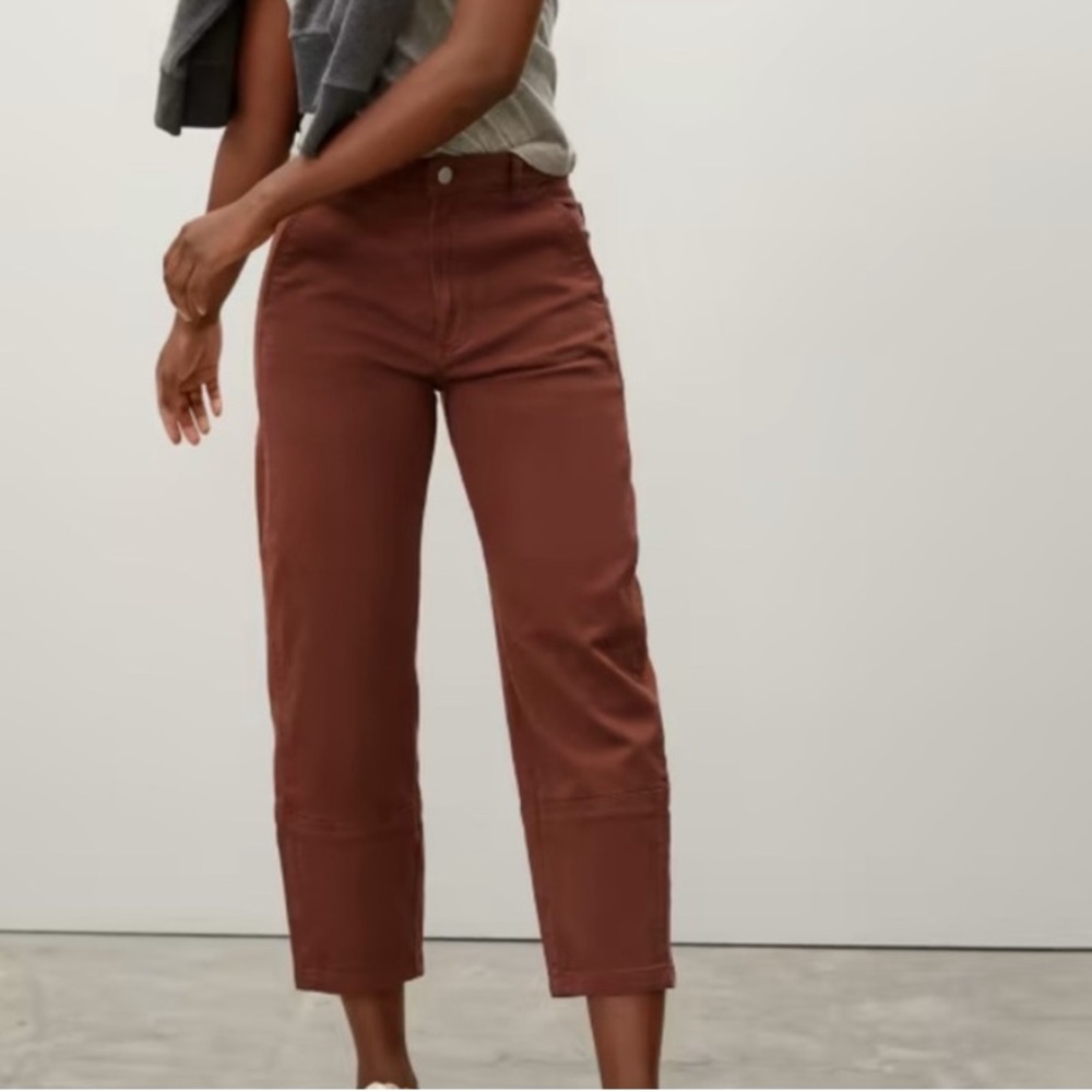 Everlane Rust Brown High-Rise Cropped Pants